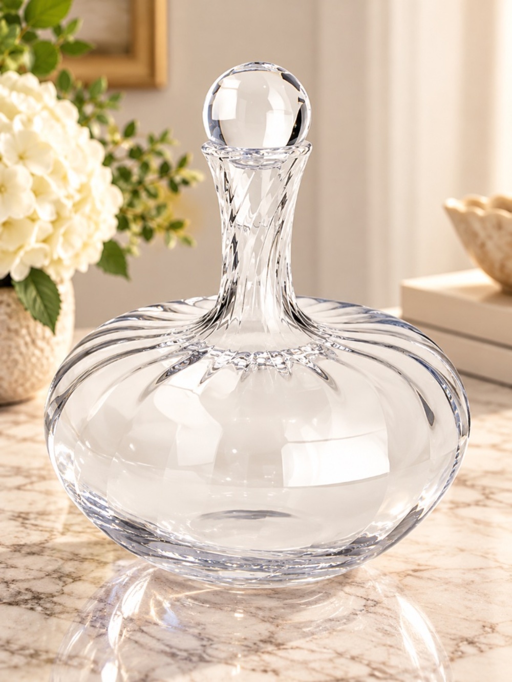 Crate & Barrel Lucia 129 oz Glass Decanter with Stopper | Made in Poland